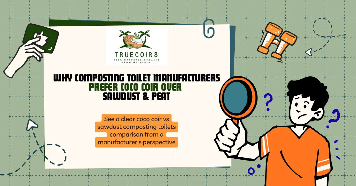 Why Composting Toilet Manufacturers Prefer Coco Coir Over Sawdust & Peat