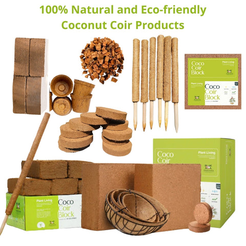 100% Natural and Organic Coco Coir Chunks Compressed Blocks - High Expansion (70 to 75 Liters) Coco Soil Medium - OMRI Listed -10 LB
