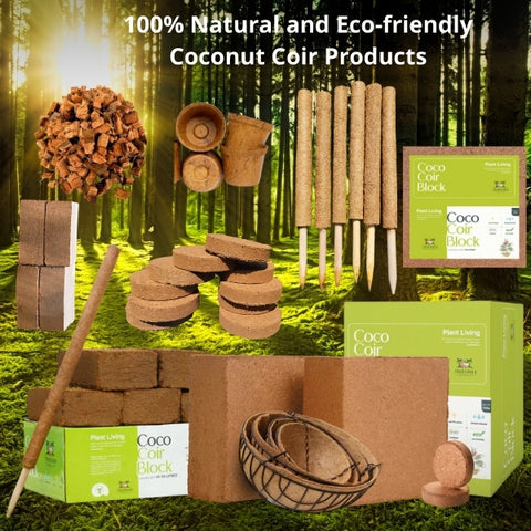 100% Natural and Organic Coco Coir Chunks Compressed Blocks - High Expansion (70 to 75 Liters) Coco Soil Medium - OMRI Listed -10 LB