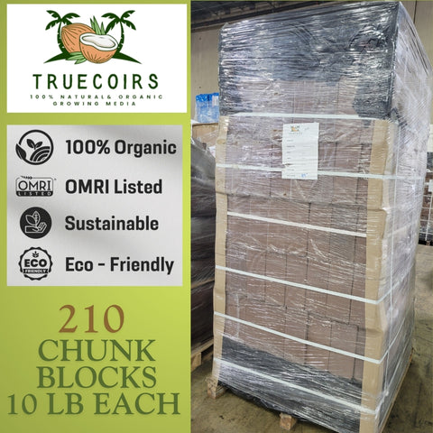 1 Pallet of 10LB/5KG Coco Coir Chunks - Prepared for Retail- Ideal Organic Growing Media & Soil Amendment, Low pH