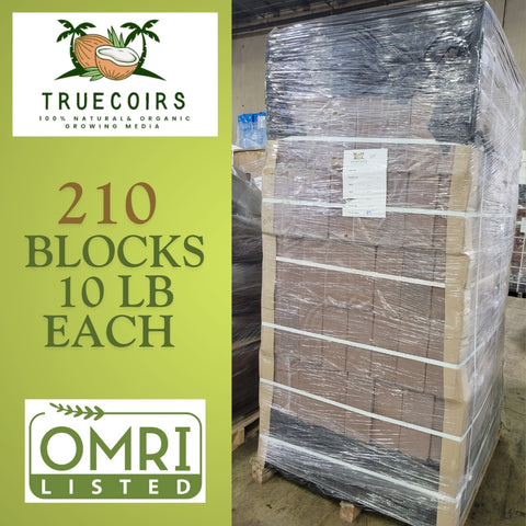 1 Pallet of 10LB/5KG Coco Coir Block - Prepared for Retail- Ideal Organic Growing Media & Soil Amendment, Low pH