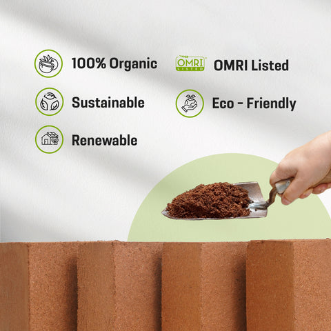 100% Natural and Organic Coco Coir /Pith Compressed Blocks - Pack of 2 or Pack of 4 High Expansion (70 to 75 Liters) Coco Soil Medium - OMRI Listed -10 LB