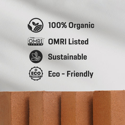 100% Natural and Organic Coco Coir /Pith Compressed Blocks - Pack of 2 or Pack of 4 High Expansion (70 to 75 Liters) Coco Soil Medium - OMRI Listed -10 LB